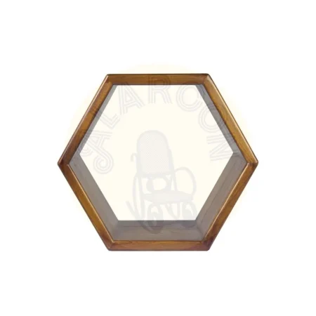 Estante hexagonal de madera maciza de mindi 40x25x40cm - Moycor - 317001MYC - foto-secundaria-1