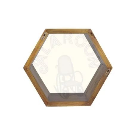 Estante hexagonal de madera maciza de mindi 40x25x40cm - Moycor - 317001MYC - foto-secundaria-2