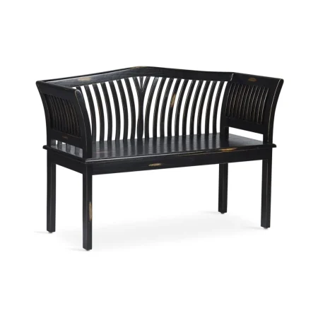 Banco de 2 plazas en madera maciza de mindi negro decapado 117x47x76cm - Moycor - 39005NMYC - foto-blanco