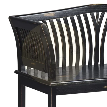 Banco de 2 plazas en madera maciza de mindi negro decapado 117x47x76cm - Moycor - 39005NMYC - foto-secundaria-1