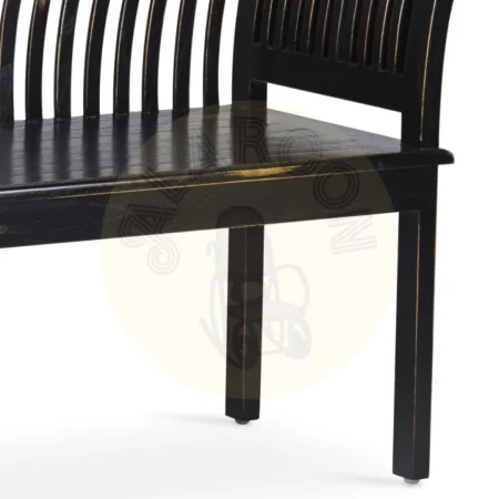 Banco de 2 plazas en madera maciza de mindi negro decapado 117x47x76cm - Moycor - 39005NMYC - foto-secundaria-2