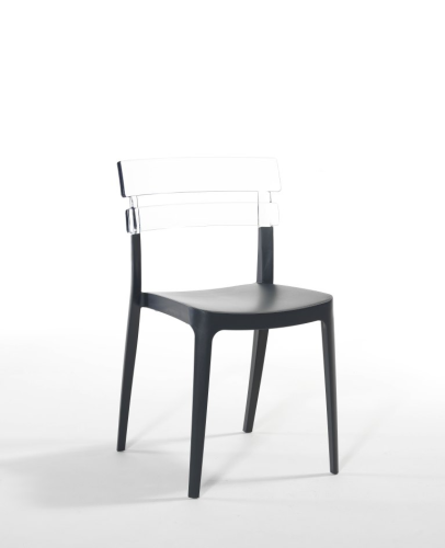 SILLA POLIPROPILENO BERMO ANTRACITA/CRISTAL VALENCIARATTAN