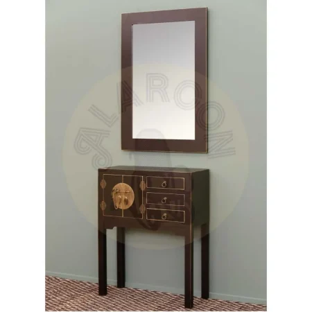 Mesita 2 puertas y 1 cajón en DM acabado negro estilo oriental 45x26x69cm - Ixia - 51140IX - foto-secundaria-3
