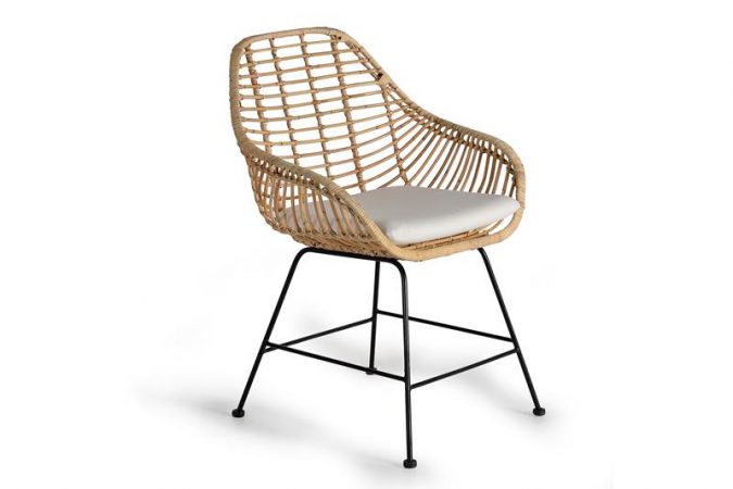 SET DE 2 SILLAS EN RATTAN NATURAL Y METAL, COJIN INCLUIDO GINER Y COLOMER