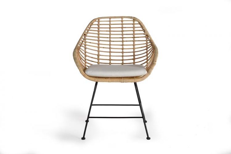SET DE 2 SILLAS EN RATTAN NATURAL Y METAL, COJIN INCLUIDO GINER Y COLOMER
