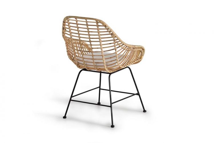 SET DE 2 SILLAS EN RATTAN NATURAL Y METAL, COJIN INCLUIDO GINER Y COLOMER