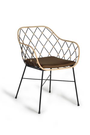 SET DE 2 SILLAS EN RATTAN NATURAL Y METAL, COJIN INCLUIDO GINER Y COLOMER