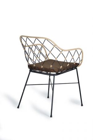 SET DE 2 SILLAS EN RATTAN NATURAL Y METAL, COJIN INCLUIDO GINER Y COLOMER