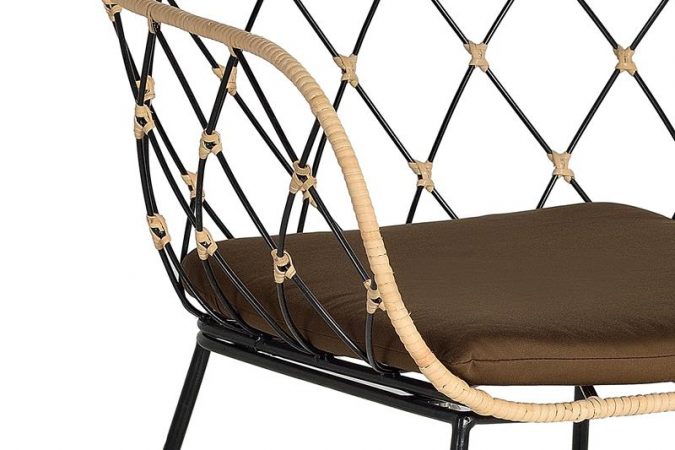 SET DE 2 SILLAS EN RATTAN NATURAL Y METAL, COJIN INCLUIDO GINER Y COLOMER