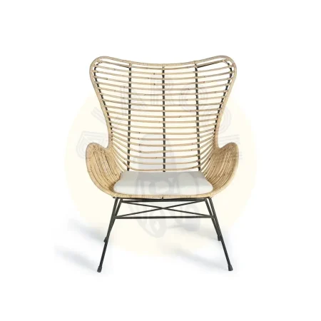 Set de 2 sillones Kuvia rattan natural con estructura metálica y cojín incluido 70x70x90cm - Giner y Colomer - 5652GYC - foto-secundaria-1