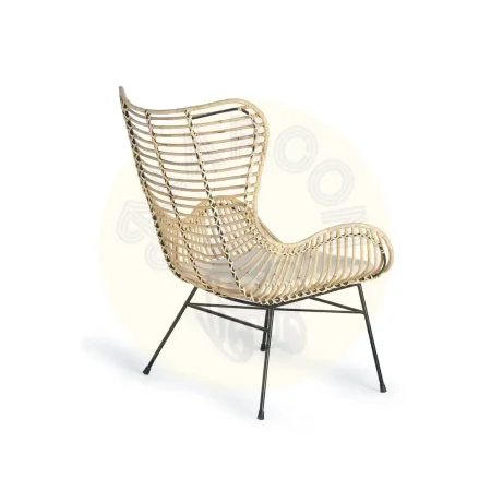 Set de 2 sillones Kuvia rattan natural con estructura metálica y cojín incluido 70x70x90cm - Giner y Colomer - 5652GYC - foto-secundaria-2
