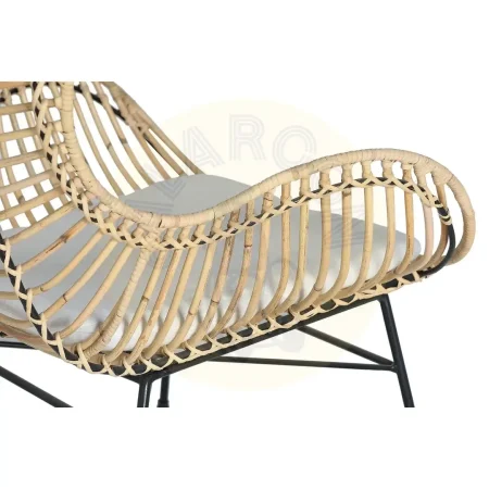 Set de 2 sillones Kuvia rattan natural con estructura metálica y cojín incluido 70x70x90cm - Giner y Colomer - 5652GYC - foto-secundaria-4