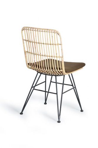 SET DE 2 SILLAS EN RATTAN NATURAL Y METAL, COJIN INCLUIDO GINER Y COLOMER