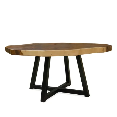 Mesa de comedor Suar maciza irregular con base de hierro y tablero 8cm hecha a mano con productos naturales 123x145x1741.85cm - Moycor - 590006MYC - foto-blanco