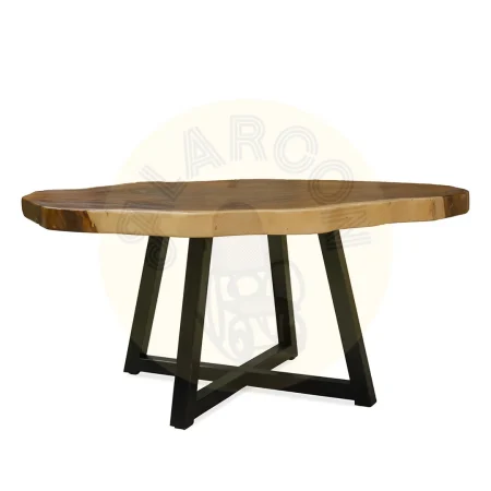 Mesa de comedor Suar maciza irregular con base de hierro y tablero 8cm hecha a mano con productos naturales 123x145x1741.85cm - Moycor - 590006MYC - foto-secundaria-2