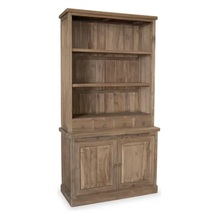 Librería Feroe teka 4 cajones 2 puertas 3 estantes madera maciza hecha a mano - Moycor - 598101MYC - foto-blanco
