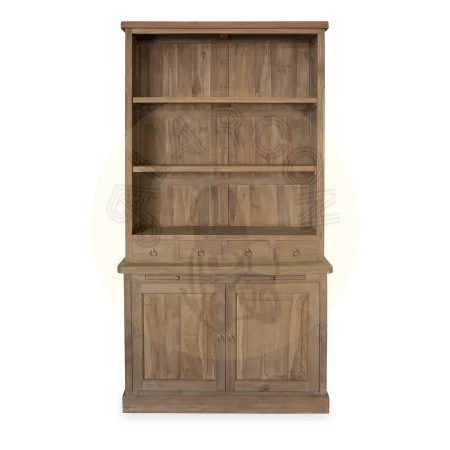 Librería Feroe teka 4 cajones 2 puertas 3 estantes madera maciza hecha a mano - Moycor - 598101MYC - foto-secundaria-1
