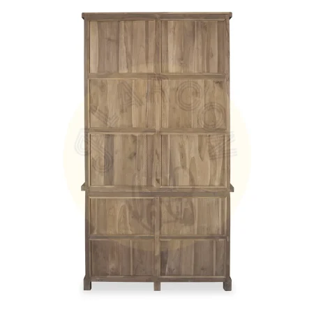 Librería Feroe teka 4 cajones 2 puertas 3 estantes madera maciza hecha a mano - Moycor - 598101MYC - foto-secundaria-3
