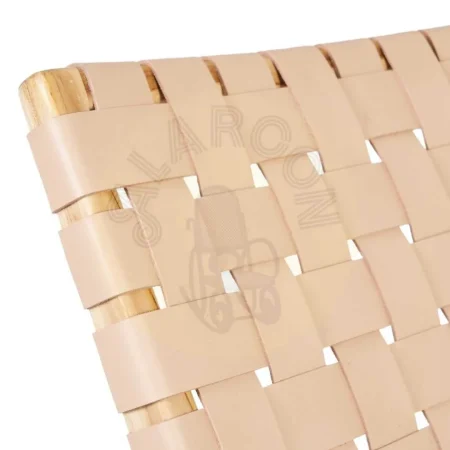 Butaca beige de madera de teca y piel 74x78x75cm - Ixia - 600388IX - foto-secundaria-3