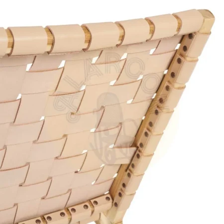 Butaca beige de madera de teca y piel 74x78x75cm - Ixia - 600388IX - foto-secundaria-4