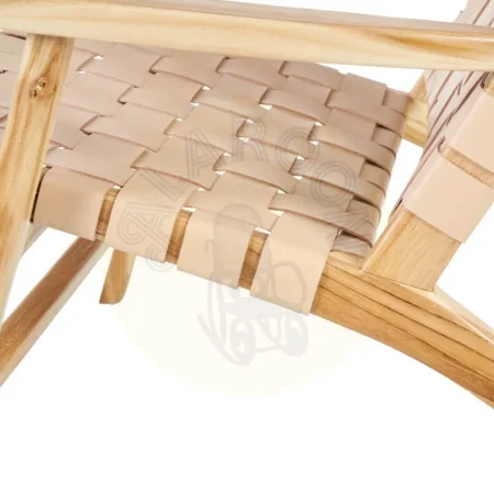 Butaca beige de madera de teca y piel 74x78x75cm - Ixia - 600388IX - foto-secundaria-8