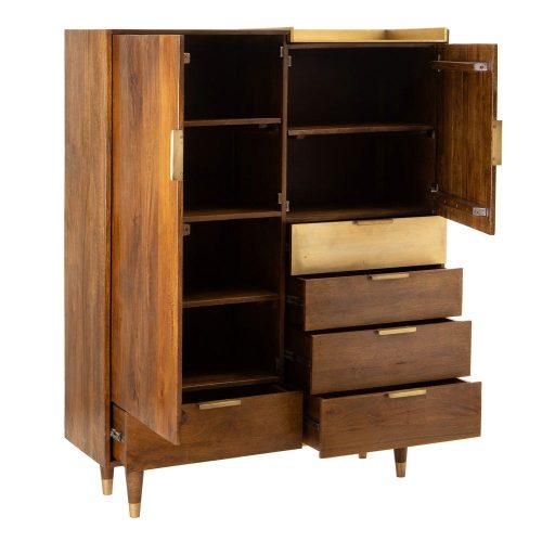 ARMARIO MARRÓN-ORO MADERA DE MANGO 130 X 43 X 165 CM IXIA