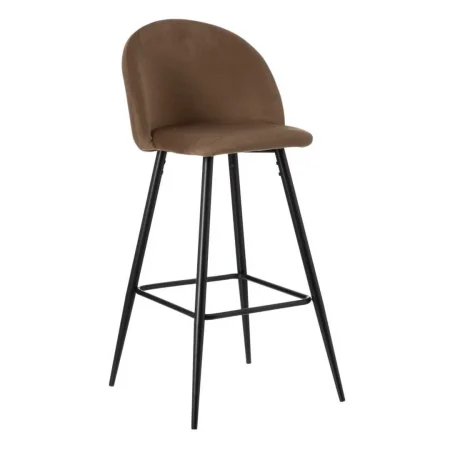 Taburete alto en tejido marrón con estructura metálica 40.20x48.20x102cm - Ixia - 600646IX - foto-blanco