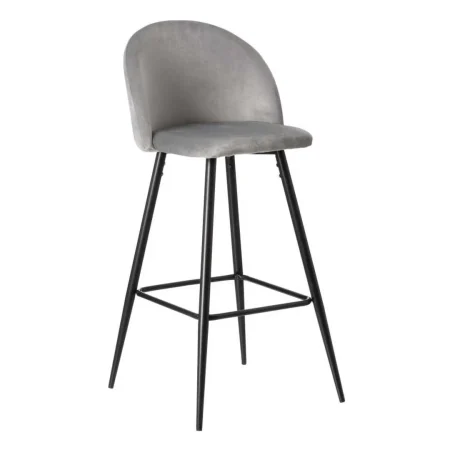 Taburete alto gris tapizado en tejido poliéster con estructura metálica 40.20x48.20x102cm - Ixia - 600650IX - foto-blanco