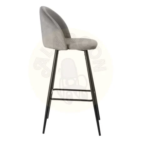 Taburete alto gris tapizado en tejido poliéster con estructura metálica 40.20x48.20x102cm - Ixia - 600650IX - foto-secundaria-1