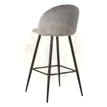 Taburete alto gris tapizado en tejido poliéster con estructura metálica 40.20x48.20x102cm - Ixia - 600650IX - foto-secundaria-2