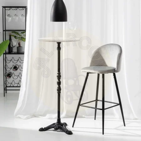 Taburete alto gris tapizado en tejido poliéster con estructura metálica 40.20x48.20x102cm - Ixia - 600650IX - foto-secundaria-8