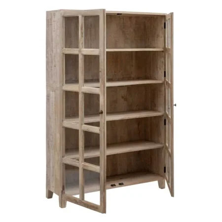 Vitrina blanco rozado en madera de mango y cristal con 4 baldas 115x40x194cm - Ixia - 600996IX - foto-blanco