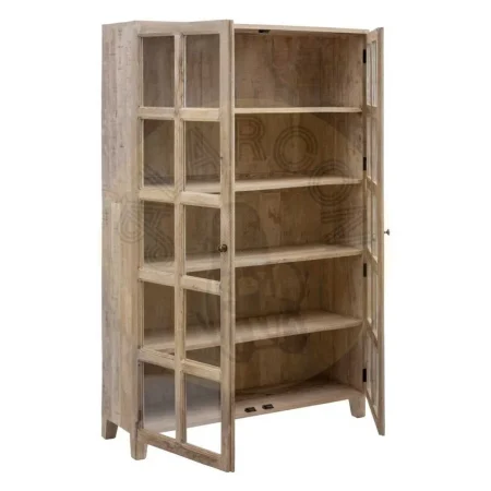 Vitrina blanco rozado en madera de mango y cristal con 4 baldas 115x40x194cm - Ixia - 600996IX - foto-secundaria-1
