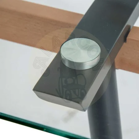 Mesa de comedor negra con sobre de cristal templado y estructura metálica con patas de haya 140x80x75cm - Ixia - 601312IX - foto-secundaria-2