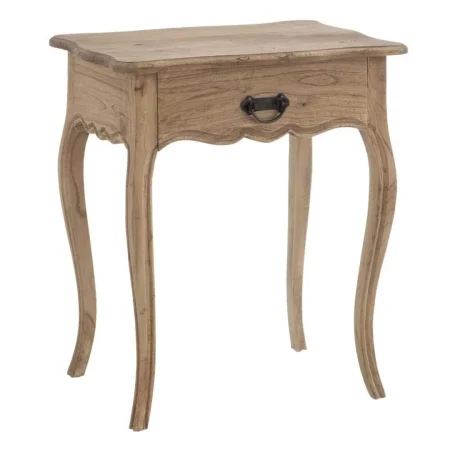 Mesita de dormitorio en madera de mindi natural con cajón 58x43x70cm - Ixia - 601425IX - foto-blanco