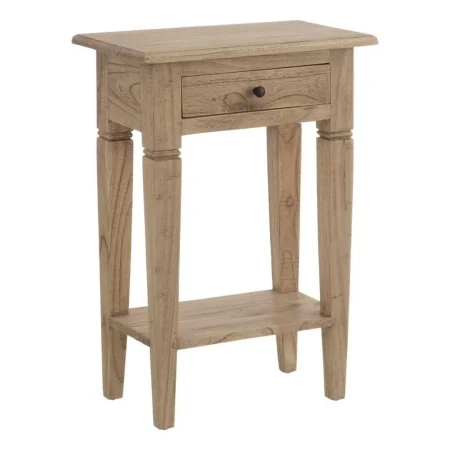 Mesita para dormitorio natural en madera de mindi con cajón 50x32x72cm - Ixia - 601427IX - foto-blanco