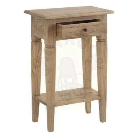 Mesita para dormitorio natural en madera de mindi con cajón 50x32x72cm - Ixia - 601427IX - foto-secundaria-1