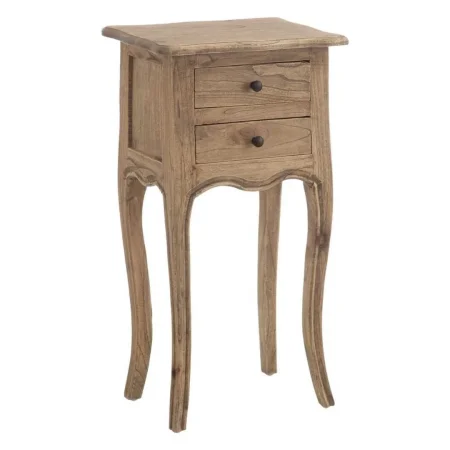 Mesita de noche natural en madera de mindi 40x30x72cm - Ixia - 601429IX - foto-blanco