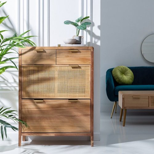 ZAPATERO NATURAL MADERA-RATÁN 80 X 30 X 107 CM IXIA
