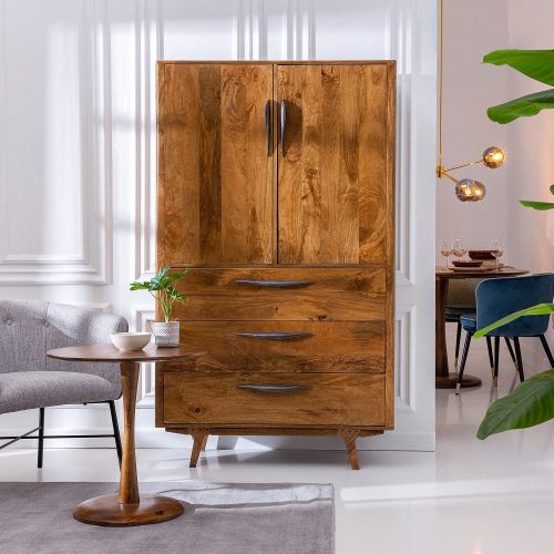 ARMARIO MARRÓN MADERA DE MANGO SALÓN 105 X 43 X 180 CM IXIA