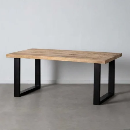 Mesa de comedor en madera de mango con patas de hierro acabado natural y negro 180x90x76cm - Ixia - 603175IX - foto-blanco