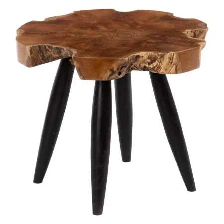 Mesa auxiliar en madera de teca color natural y negro 60x60x50cm - Ixia - 603609IX - foto-blanco