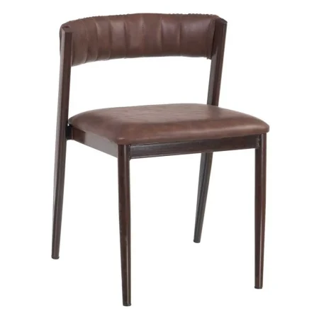 Silla de salón tapizada en PU marrón con estructura metálica 51x55x72cm - Ixia - 603728IX - foto-blanco