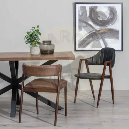 Silla de salón tapizada en PU marrón con estructura metálica 51x55x72cm - Ixia - 603728IX - foto-secundaria-9