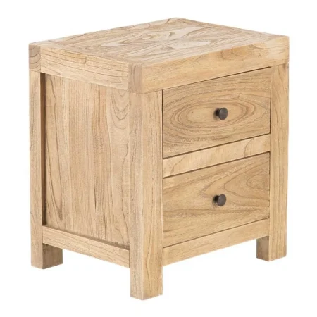 Mesita de dormitorio natural en madera de mindi con cajón 45x35x50cm - Ixia - 603824IX - foto-blanco