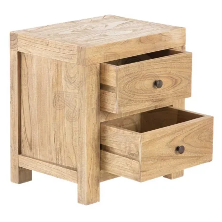 Mesita de dormitorio natural en madera de mindi con cajón 45x35x50cm - Ixia - 603824IX - foto-secundaria-1