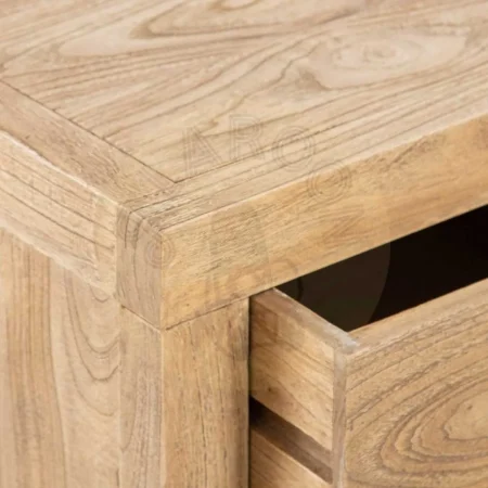 Mesita de dormitorio natural en madera de mindi con cajón 45x35x50cm - Ixia - 603824IX - foto-secundaria-2