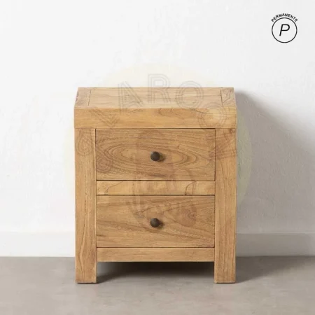 Mesita de dormitorio natural en madera de mindi con cajón 45x35x50cm - Ixia - 603824IX - foto-secundaria-8