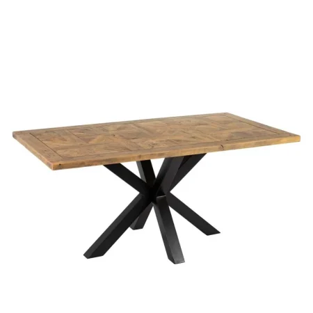 Mesa de comedor madera de mango con patas de hierro en natural y negro 160x90x76cm - Ixia - 603967IX - foto-blanco