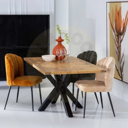 Mesa de comedor madera de mango con patas de hierro en natural y negro 160x90x76cm - Ixia - 603967IX - foto-secundaria-8